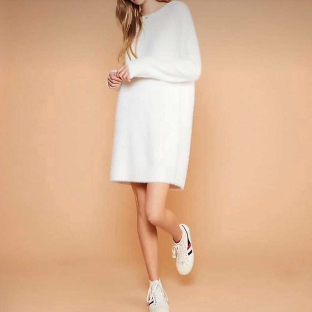 Lou & Grey - LOFT - White Lashout Sweater Dress Eyelash sweater dress size M